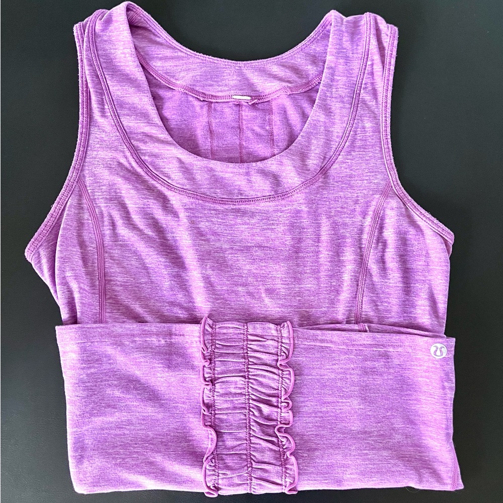 Lululemon Purple Tank Top Back Ruffle Detail sz 4